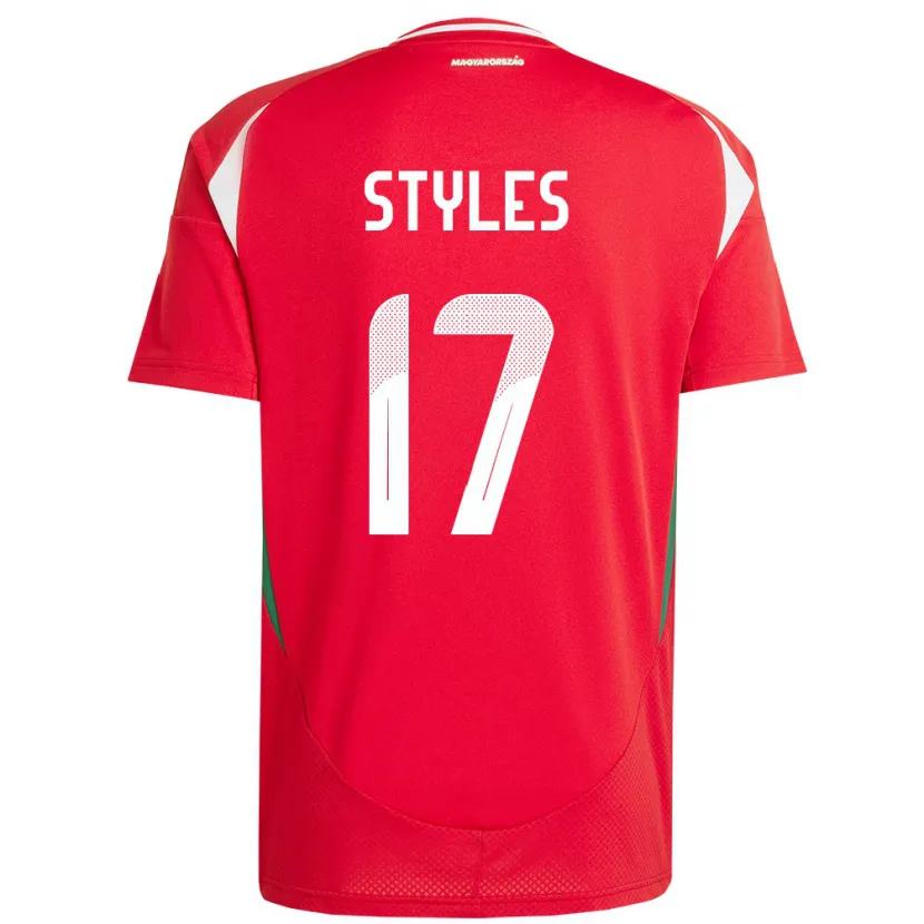 Danxen Bambino Maglia Ungheria Callum Styles #17 Rosso Kit Gara Home 24-26 Maglietta