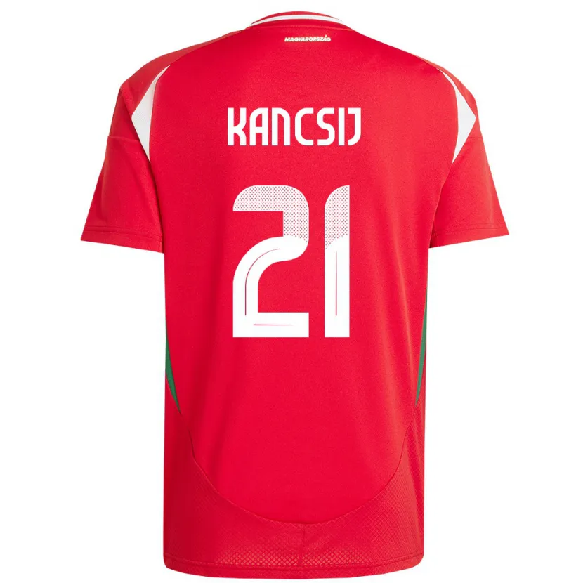 Danxen Bambino Maglia Ungheria Artúr Kancsij #21 Rosso Kit Gara Home 24-26 Maglietta
