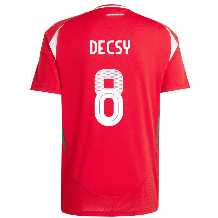 Danxen Bambino Maglia Ungheria Ádám Décsy #8 Rosso Kit Gara Home 24-26 Maglietta