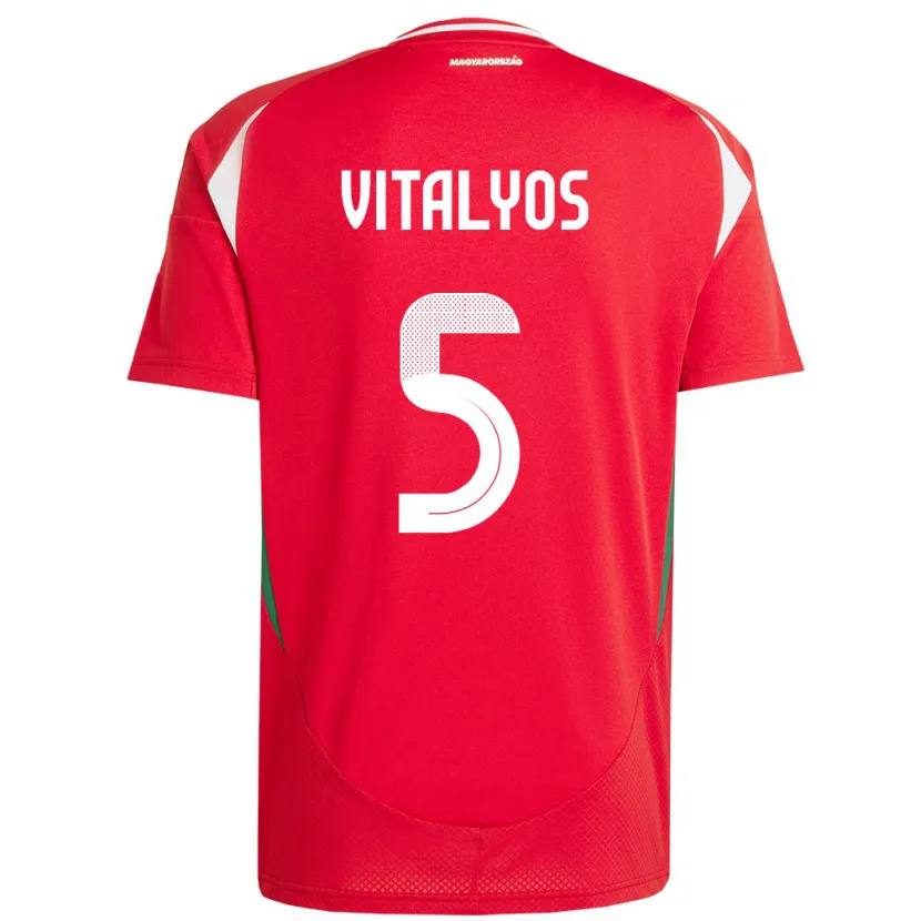 Danxen Bambino Maglia Ungheria Viktor Vitályos #5 Rosso Kit Gara Home 24-26 Maglietta