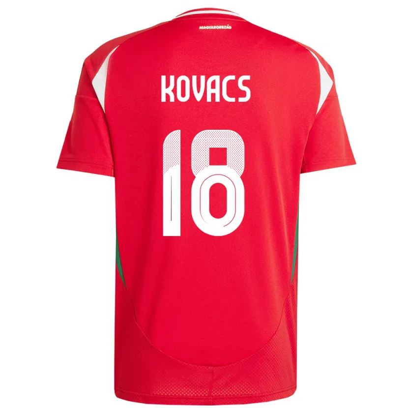 Danxen Bambino Maglia Ungheria Laura Kovács #18 Rosso Kit Gara Home 24-26 Maglietta