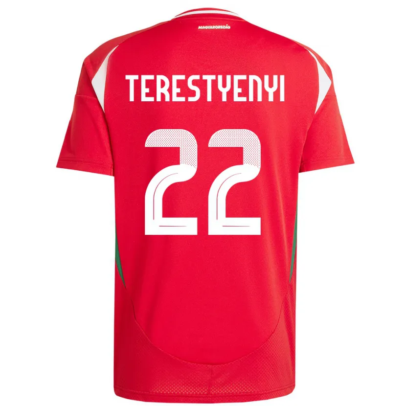 Danxen Bambino Maglia Ungheria Anna Terestyényi #22 Rosso Kit Gara Home 24-26 Maglietta