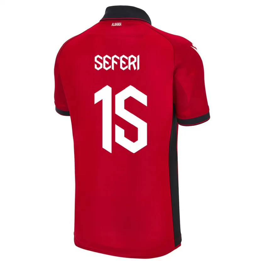 Danxen Bambino Maglia Albania Taulant Seferi #15 Rosso Kit Gara Home 24-26 Maglietta