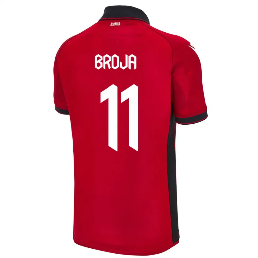 Danxen Bambino Maglia Albania Armando Broja #11 Rosso Kit Gara Home 24-26 Maglietta