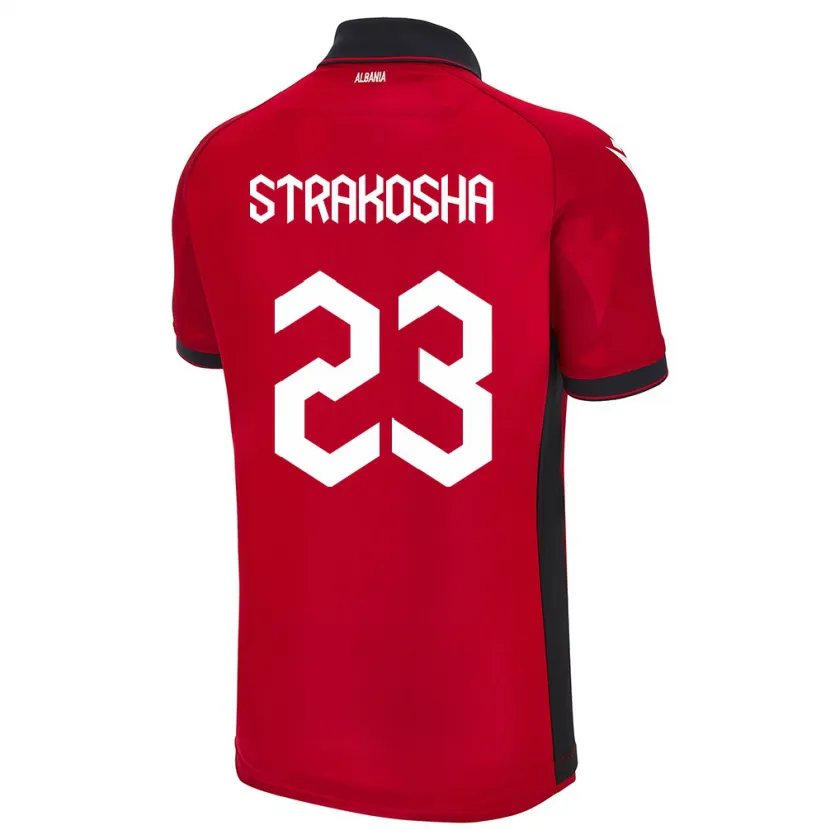 Danxen Bambino Maglia Albania Thomas Strakosha #23 Rosso Kit Gara Home 24-26 Maglietta