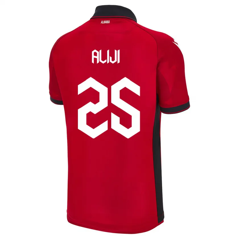 Danxen Bambino Maglia Albania Naser Aliji #25 Rosso Kit Gara Home 24-26 Maglietta
