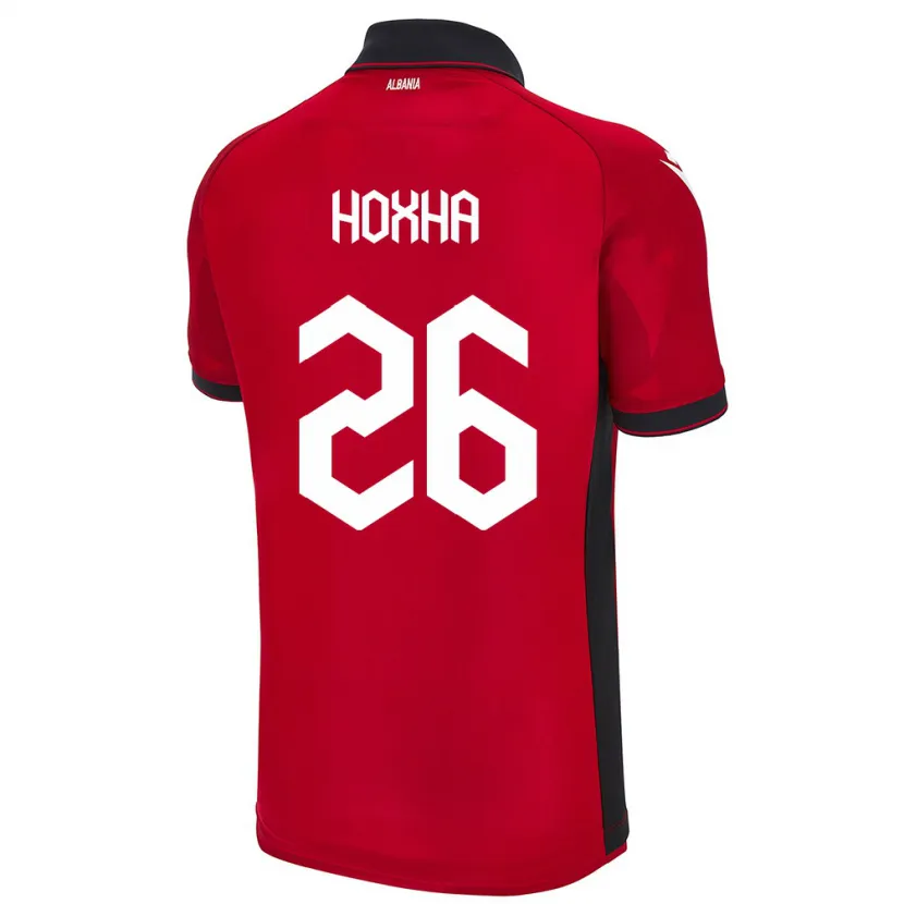 Danxen Bambino Maglia Albania Arbër Hoxha #26 Rosso Kit Gara Home 24-26 Maglietta