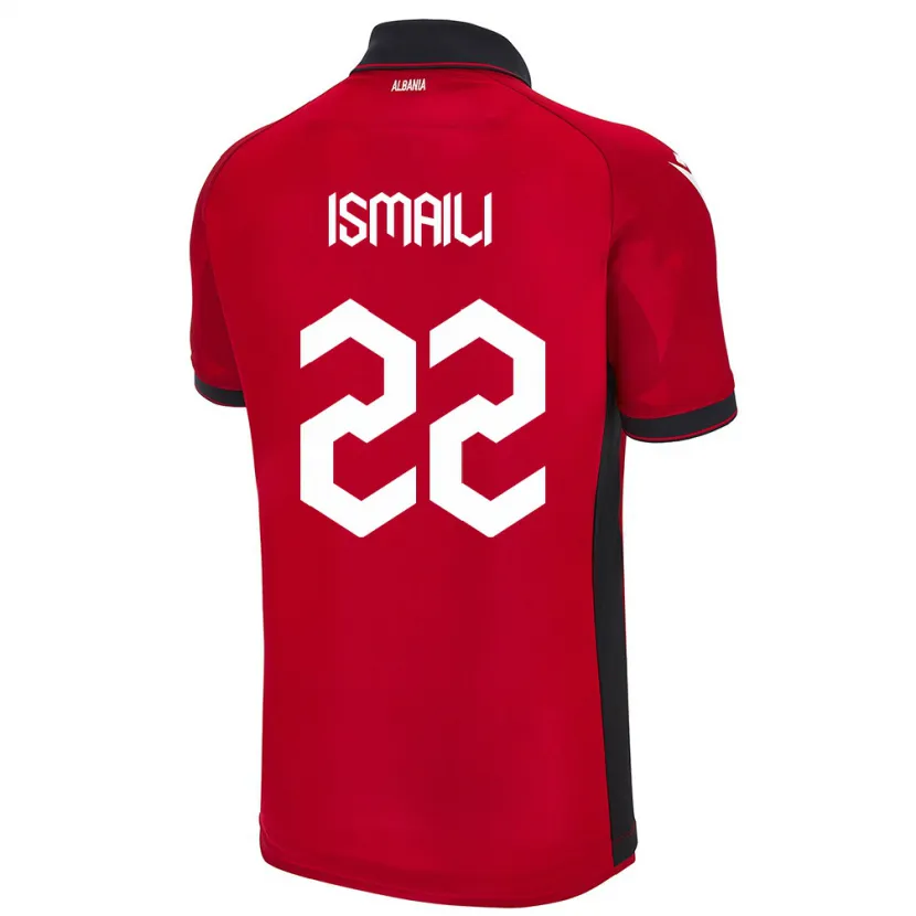 Danxen Bambino Maglia Albania Ysni Ismaili #22 Rosso Kit Gara Home 24-26 Maglietta
