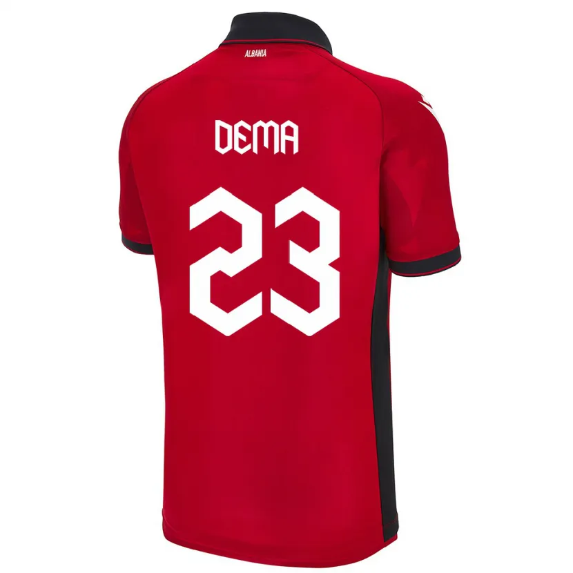 Danxen Bambino Maglia Albania Endri Dema #23 Rosso Kit Gara Home 24-26 Maglietta