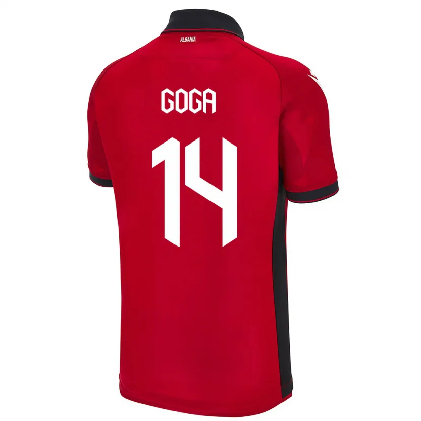 Danxen Bambino Maglia Albania Ergi Goga #14 Rosso Kit Gara Home 24-26 Maglietta