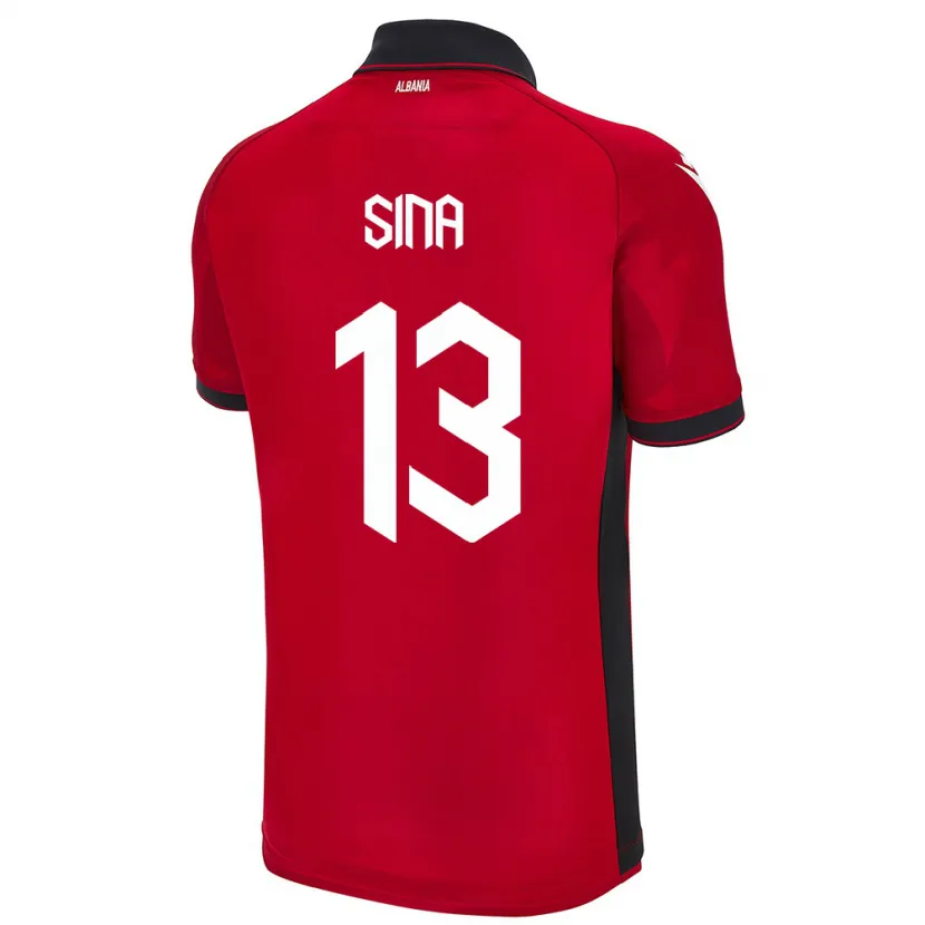 Danxen Bambino Maglia Albania Samuele Sina #13 Rosso Kit Gara Home 24-26 Maglietta
