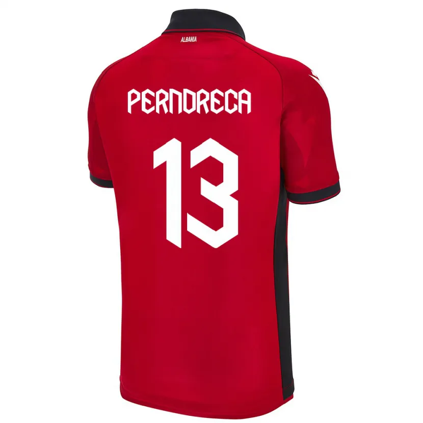 Danxen Bambino Maglia Albania Fabjan Perndreca #13 Rosso Kit Gara Home 24-26 Maglietta