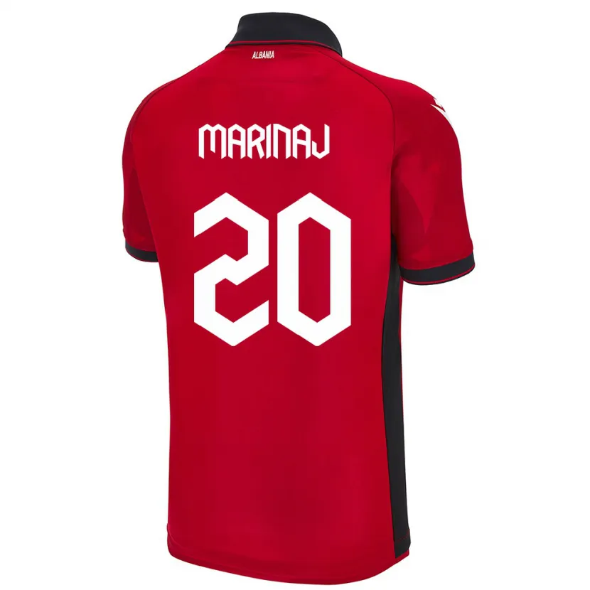 Danxen Bambino Maglia Albania Kledi Marinaj #20 Rosso Kit Gara Home 24-26 Maglietta
