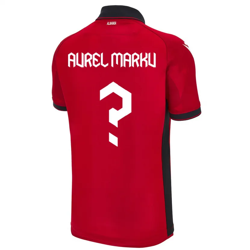 Danxen Bambino Maglia Albania Aurel Marku #0 Rosso Kit Gara Home 24-26 Maglietta