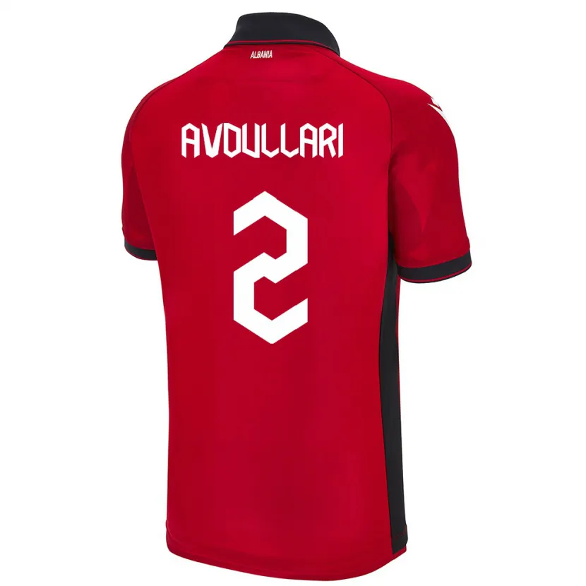 Danxen Bambino Maglia Albania Davide Avdullari #2 Rosso Kit Gara Home 24-26 Maglietta