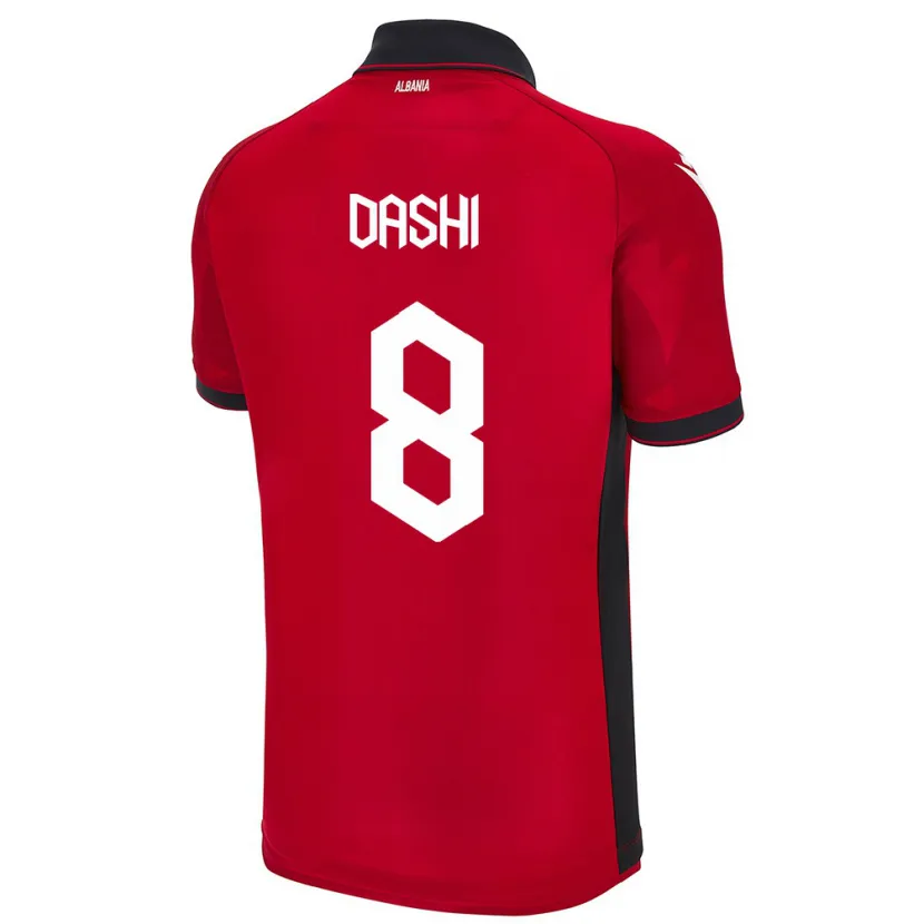 Danxen Bambino Maglia Albania Matteo Dashi #8 Rosso Kit Gara Home 24-26 Maglietta