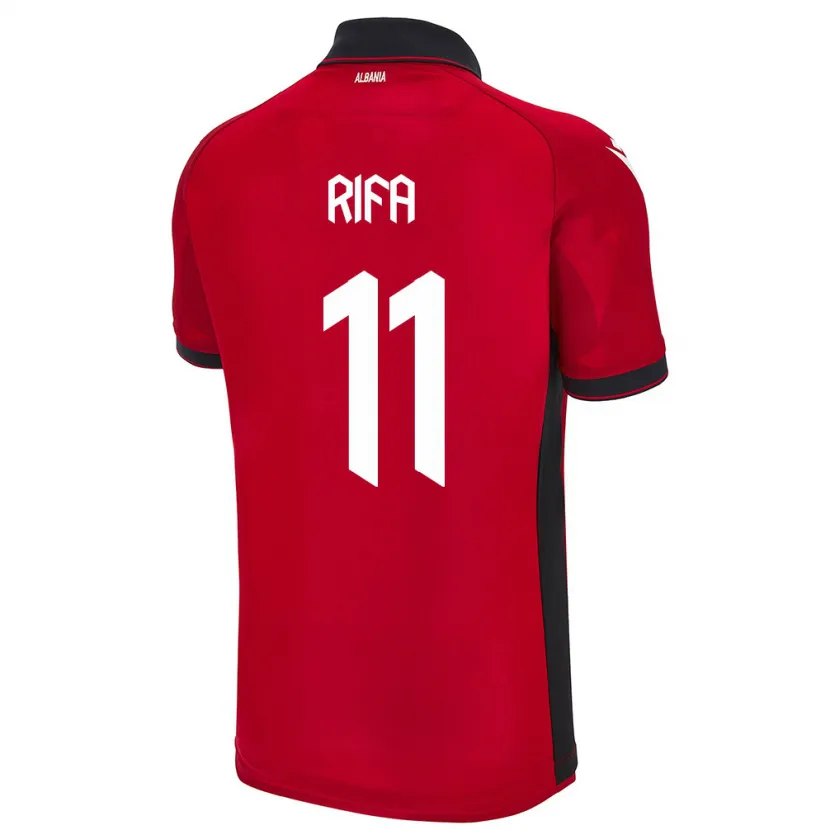 Danxen Bambino Maglia Albania Oresti Rifa #11 Rosso Kit Gara Home 24-26 Maglietta