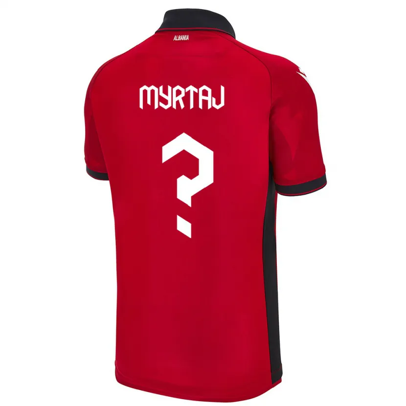 Danxen Bambino Maglia Albania Leon Myrtaj #0 Rosso Kit Gara Home 24-26 Maglietta