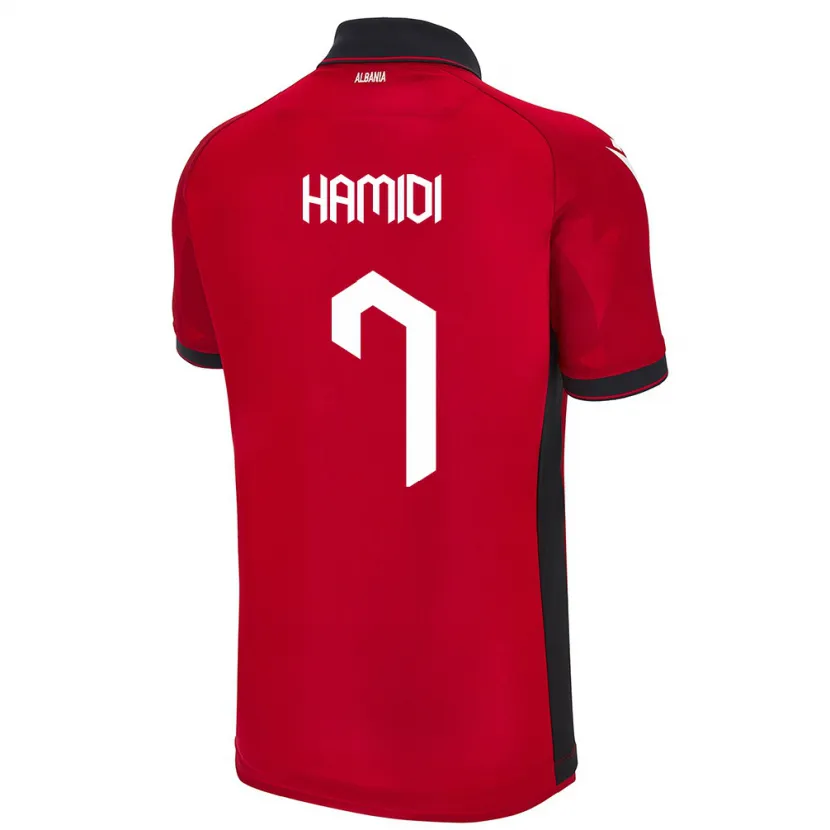 Danxen Bambino Maglia Albania Mimoza Hamidi #7 Rosso Kit Gara Home 24-26 Maglietta