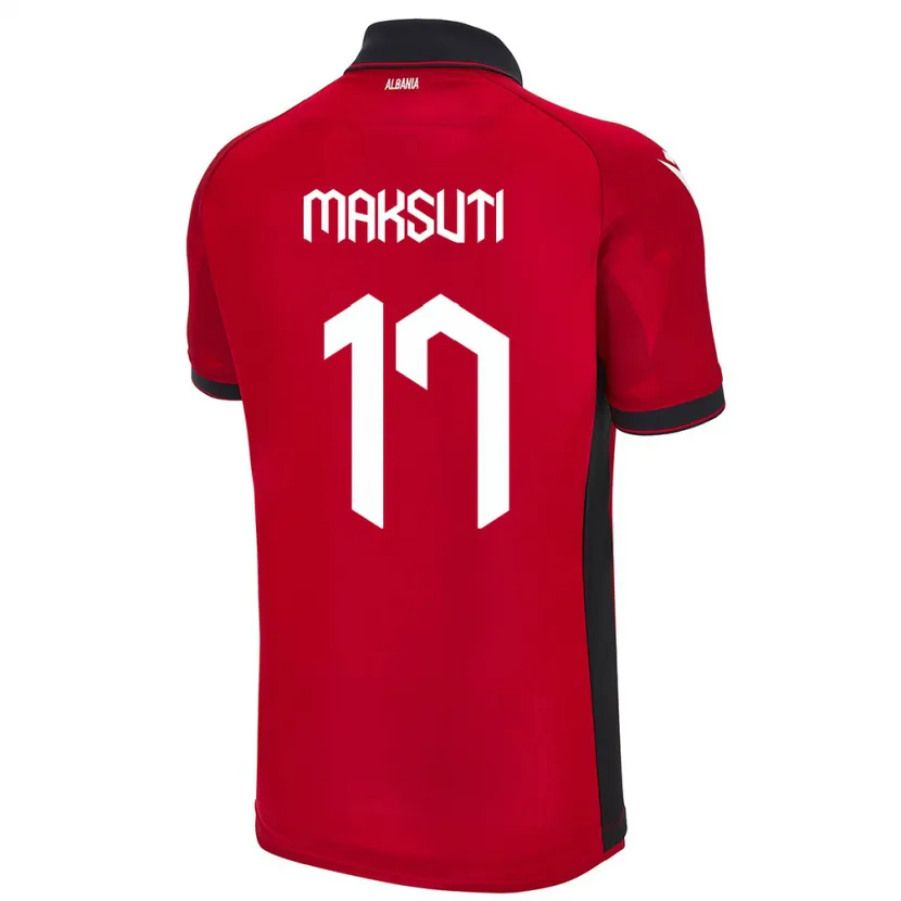 Danxen Bambino Maglia Albania Kristina Maksuti #17 Rosso Kit Gara Home 24-26 Maglietta