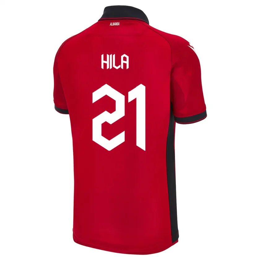 Danxen Bambino Maglia Albania Alma Hila #21 Rosso Kit Gara Home 24-26 Maglietta