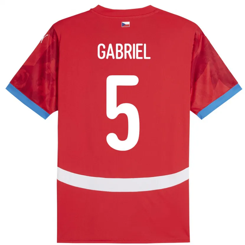 Danxen Bambino Maglia Cechia Adam Gabriel #5 Rosso Kit Gara Home 24-26 Maglietta