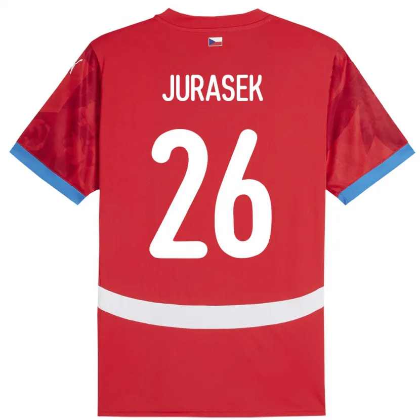 Danxen Bambino Maglia Cechia Matej Jurasek #26 Rosso Kit Gara Home 24-26 Maglietta