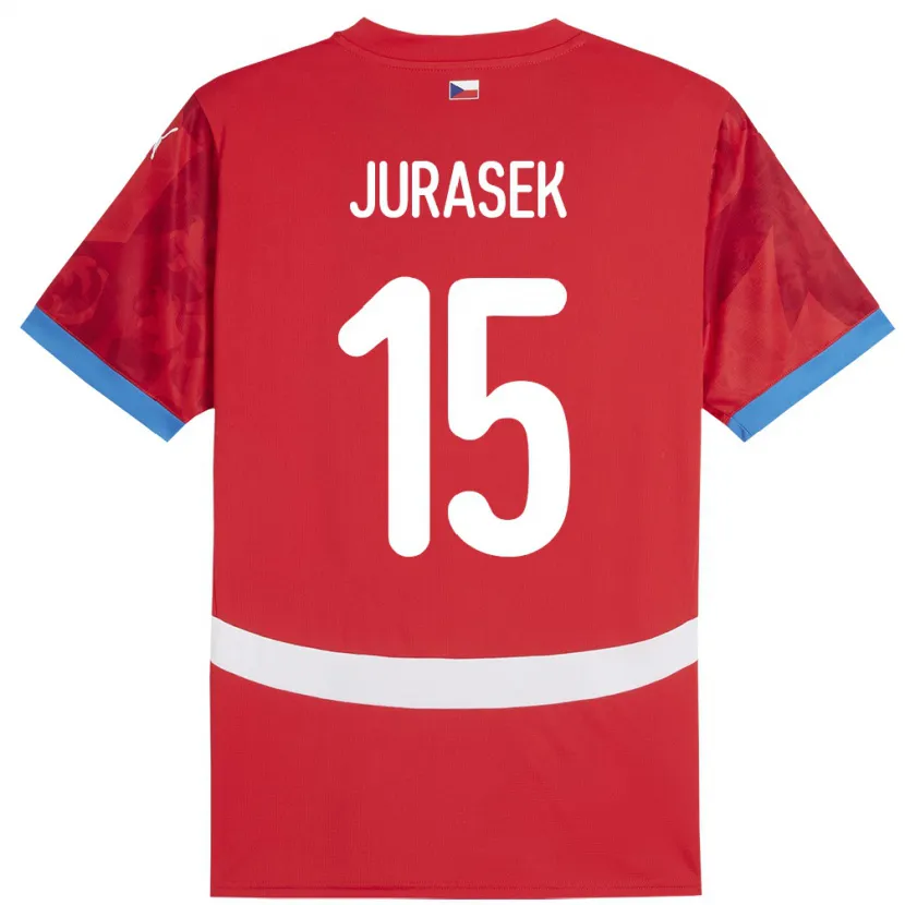 Danxen Bambino Maglia Cechia David Jurásek #15 Rosso Kit Gara Home 24-26 Maglietta