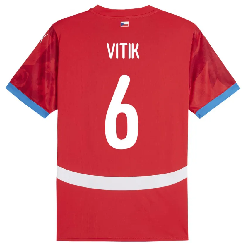 Danxen Bambino Maglia Cechia Martin Vitík #6 Rosso Kit Gara Home 24-26 Maglietta