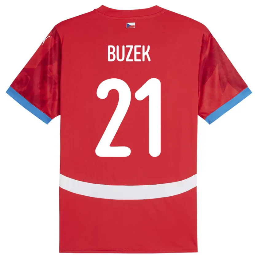 Danxen Bambino Maglia Cechia Alexandr Buzek #21 Rosso Kit Gara Home 24-26 Maglietta
