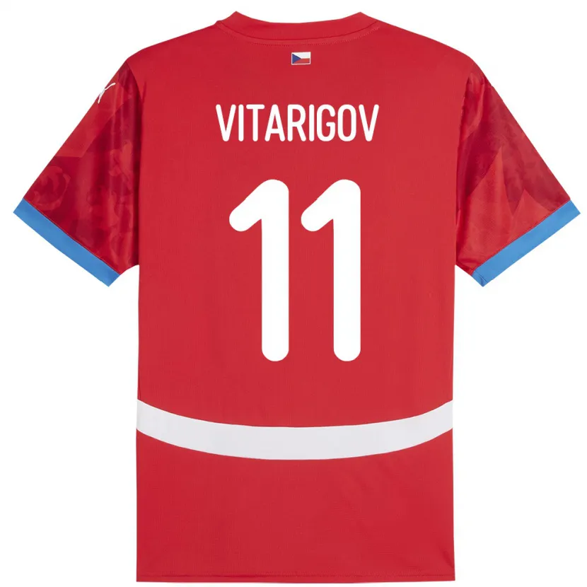 Danxen Bambino Maglia Cechia Arsen Vitarigov #11 Rosso Kit Gara Home 24-26 Maglietta