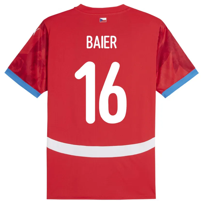 Danxen Bambino Maglia Cechia Viktor Baier #16 Rosso Kit Gara Home 24-26 Maglietta