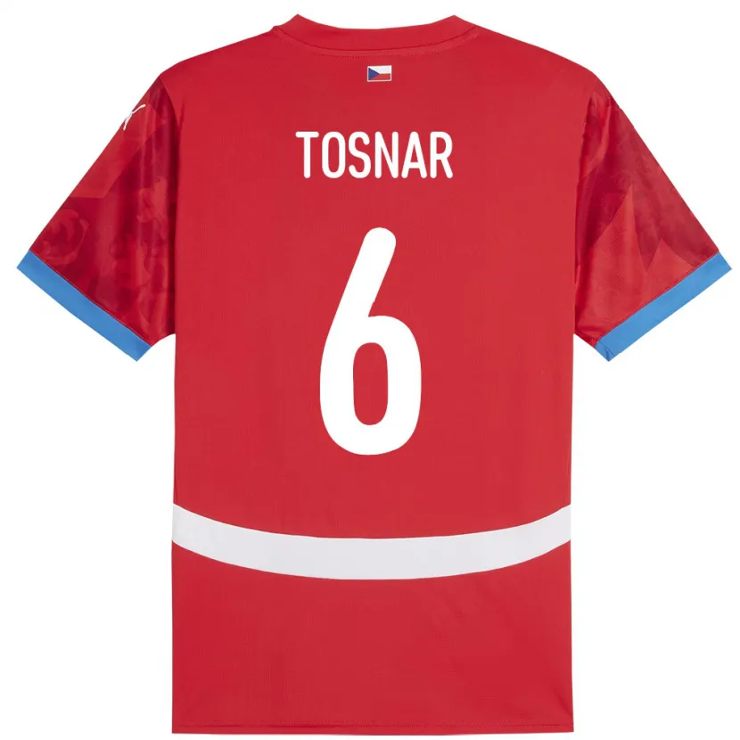 Danxen Bambino Maglia Cechia Jakub Tosnar #6 Rosso Kit Gara Home 24-26 Maglietta