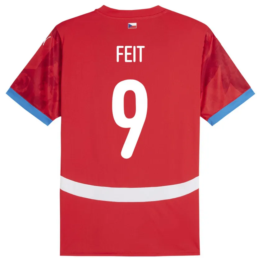 Danxen Bambino Maglia Cechia Jan Feit #9 Rosso Kit Gara Home 24-26 Maglietta