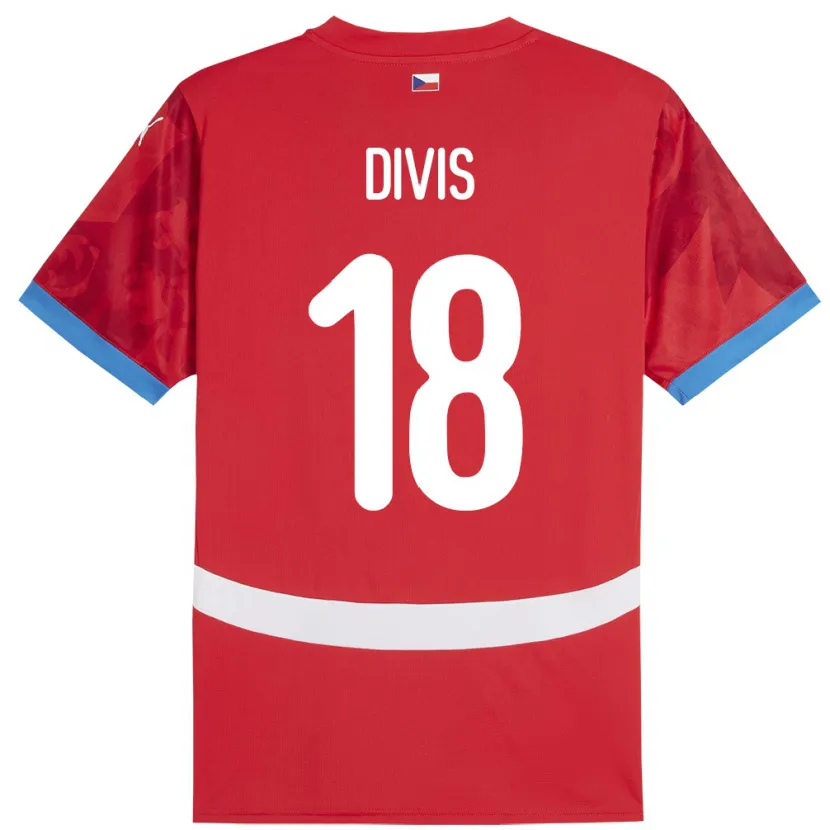 Danxen Bambino Maglia Cechia Matej Divis #18 Rosso Kit Gara Home 24-26 Maglietta
