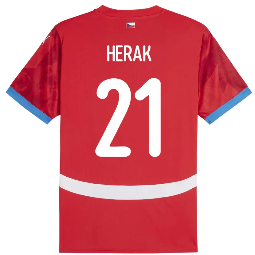 Danxen Bambino Maglia Cechia Frantisek Herak #21 Rosso Kit Gara Home 24-26 Maglietta
