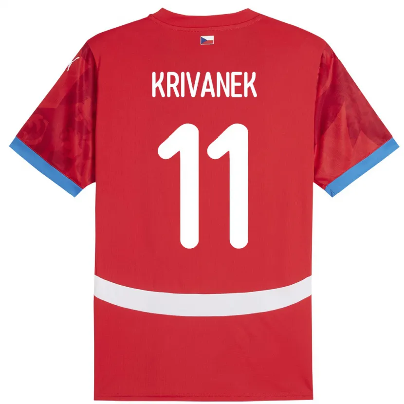 Danxen Bambino Maglia Cechia Jan Krivanek #11 Rosso Kit Gara Home 24-26 Maglietta