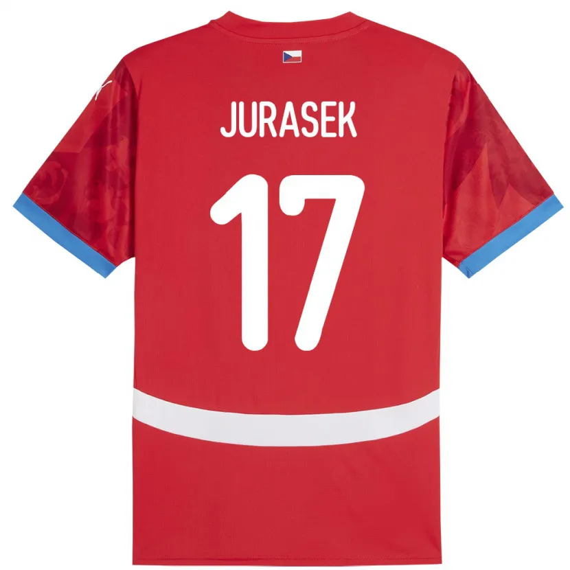 Danxen Bambino Maglia Cechia Patrik Jurasek #17 Rosso Kit Gara Home 24-26 Maglietta