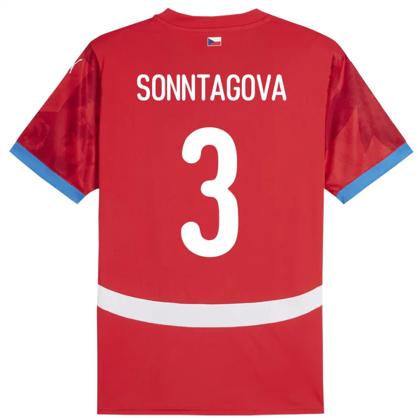 Danxen Bambino Maglia Cechia Eliška Sonntagová #3 Rosso Kit Gara Home 24-26 Maglietta