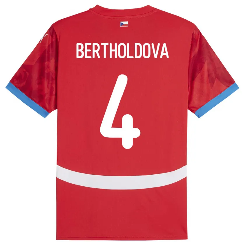 Danxen Bambino Maglia Cechia Petra Bertholdová #4 Rosso Kit Gara Home 24-26 Maglietta