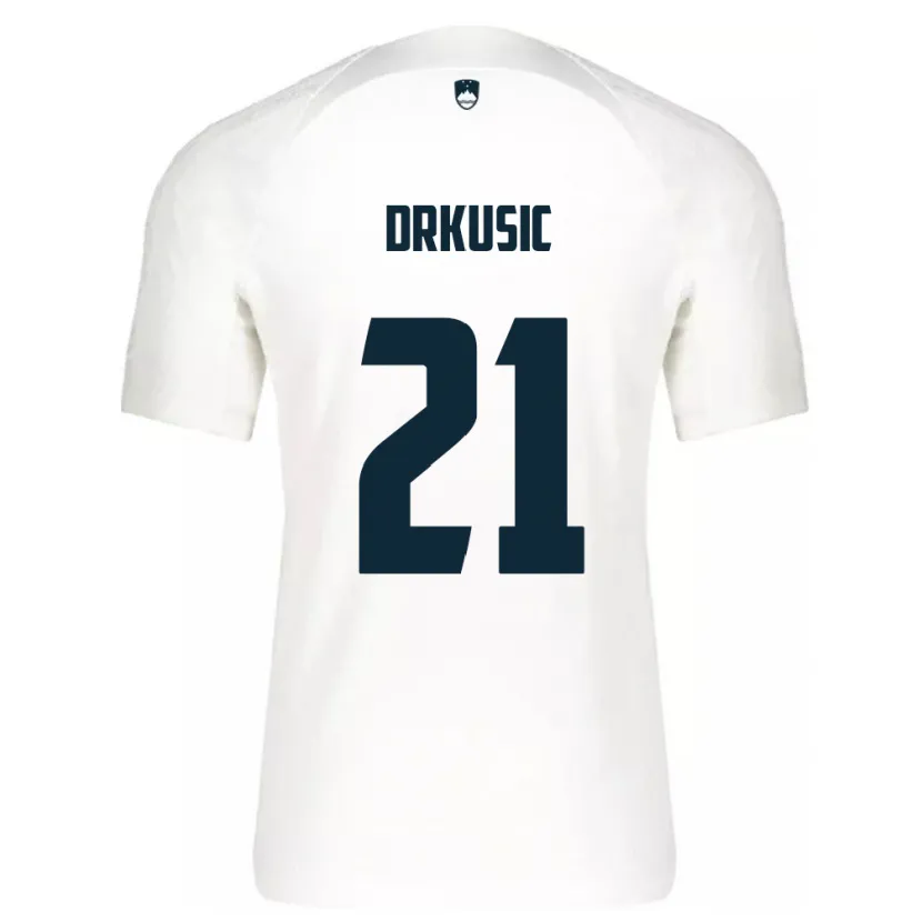 Danxen Bambino Maglia Slovenia Vanja Drkusic #21 Bianco Kit Gara Home 24-26 Maglietta
