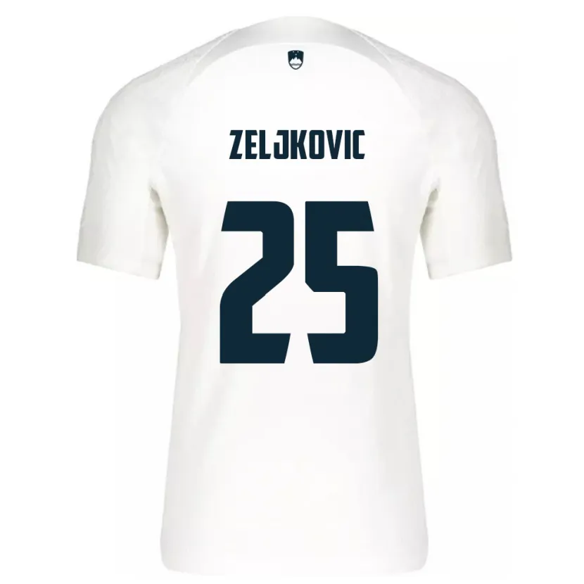 Danxen Bambino Maglia Slovenia Adrian Zeljkovic #25 Bianco Kit Gara Home 24-26 Maglietta