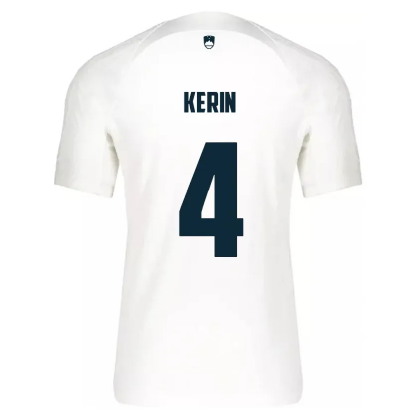 Danxen Bambino Maglia Slovenia Mark Kerin #4 Bianco Kit Gara Home 24-26 Maglietta