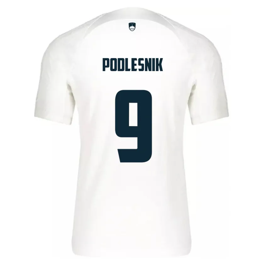 Danxen Bambino Maglia Slovenia Nik Podlesnik #9 Bianco Kit Gara Home 24-26 Maglietta