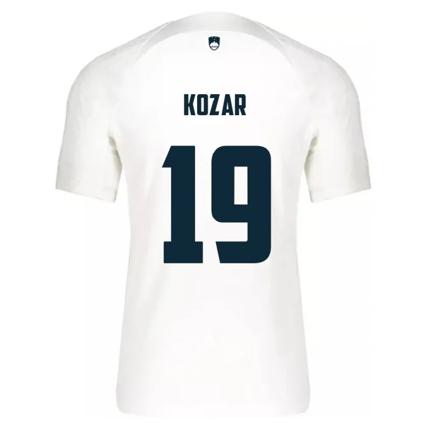 Danxen Bambino Maglia Slovenia Kristjan Kozar #19 Bianco Kit Gara Home 24-26 Maglietta
