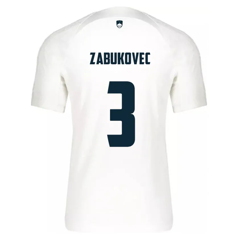 Danxen Bambino Maglia Slovenia Anze Zabukovec #3 Bianco Kit Gara Home 24-26 Maglietta