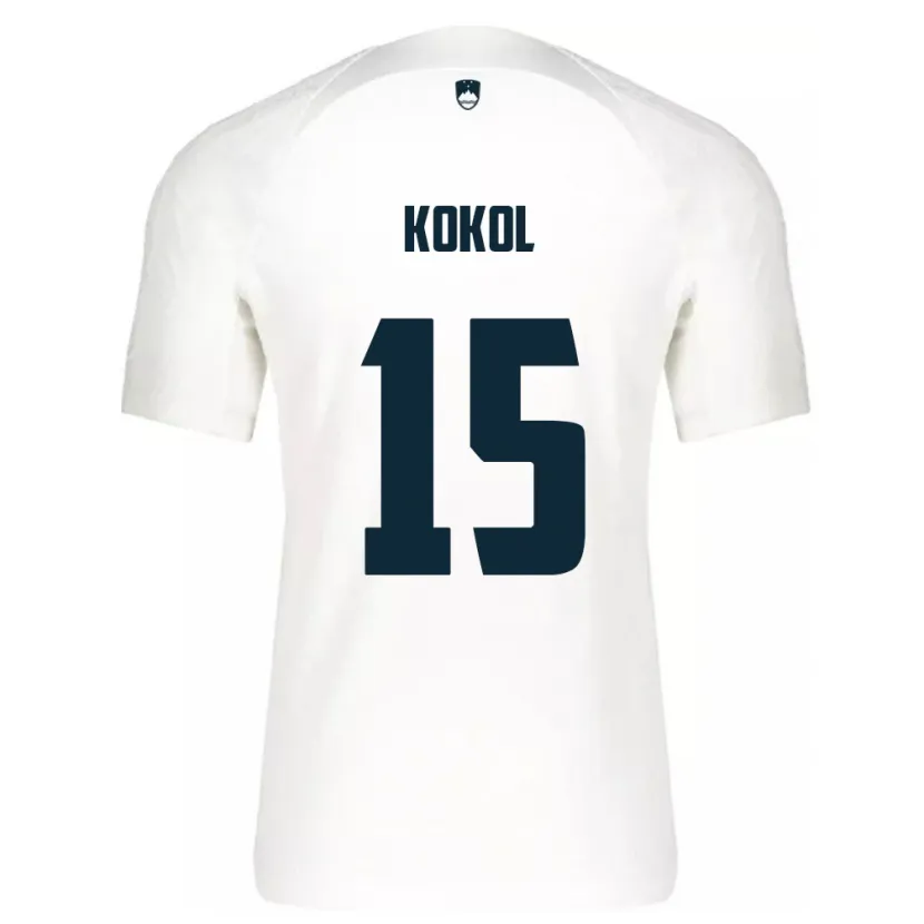 Danxen Bambino Maglia Slovenia Luka Kokol #15 Bianco Kit Gara Home 24-26 Maglietta