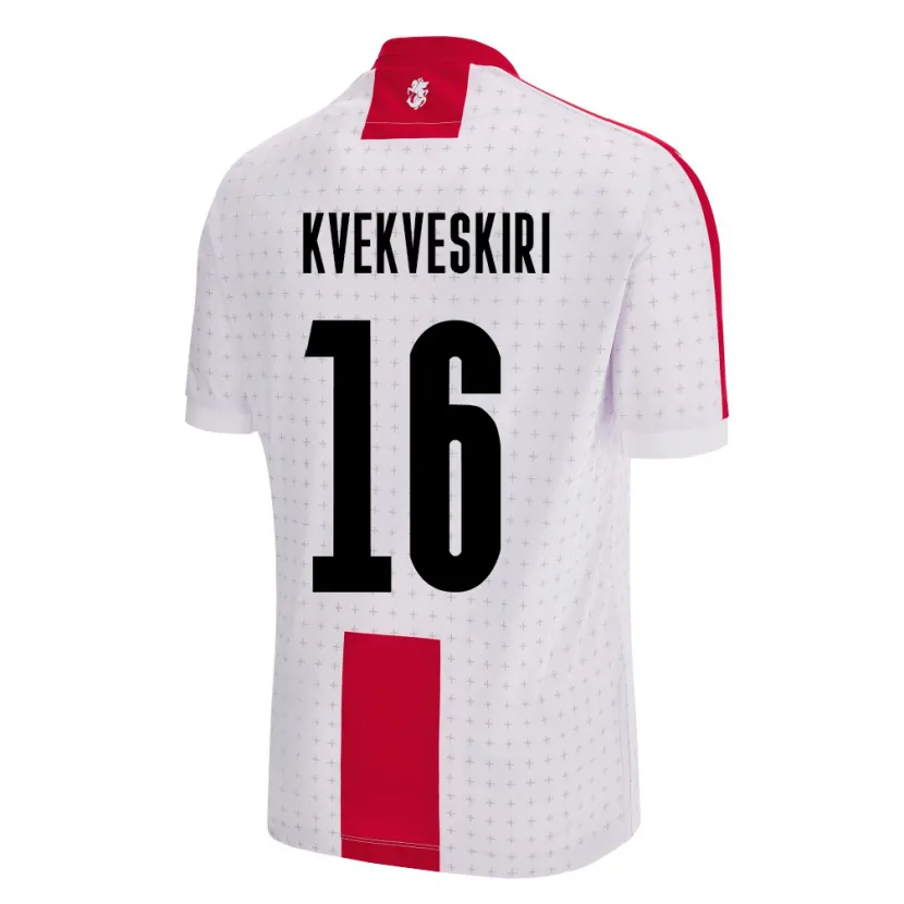 Danxen Bambino Maglia Georgia Nika Kvekveskiri #16 Bianco Kit Gara Home 24-26 Maglietta