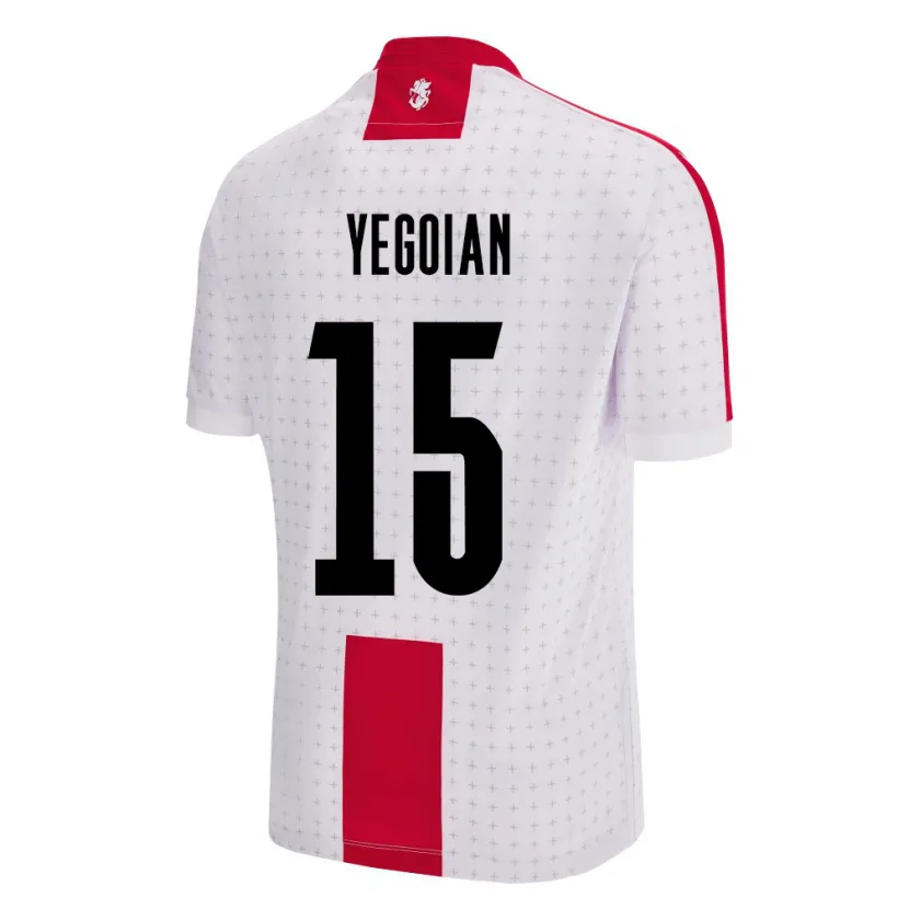 Danxen Bambino Maglia Georgia Irakli Yegoian #15 Bianco Kit Gara Home 24-26 Maglietta
