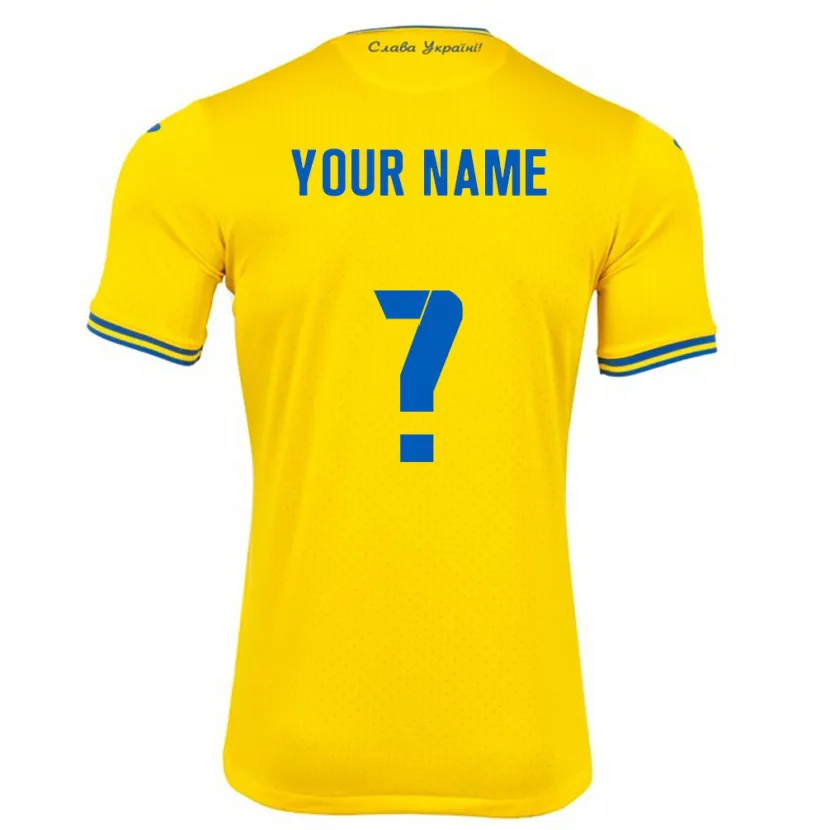 Danxen Bambino Maglia Ucraina Il Tuo Nome #0 Giallo Kit Gara Home 24-26 Maglietta